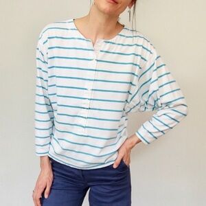 LAST CHANCE Vintage Striped Karen Scott Henley Tee Top M